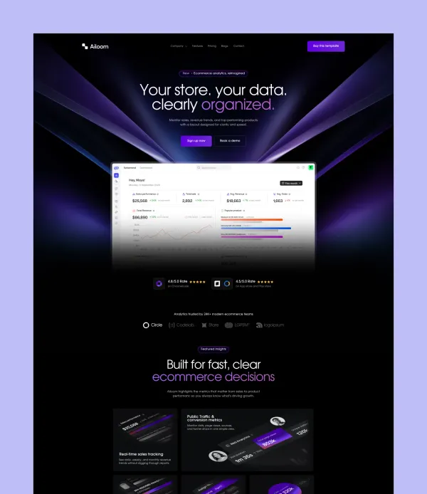 Ailoom â AI SaaS Webflow Website Template - Flowcub - Template design inspiration