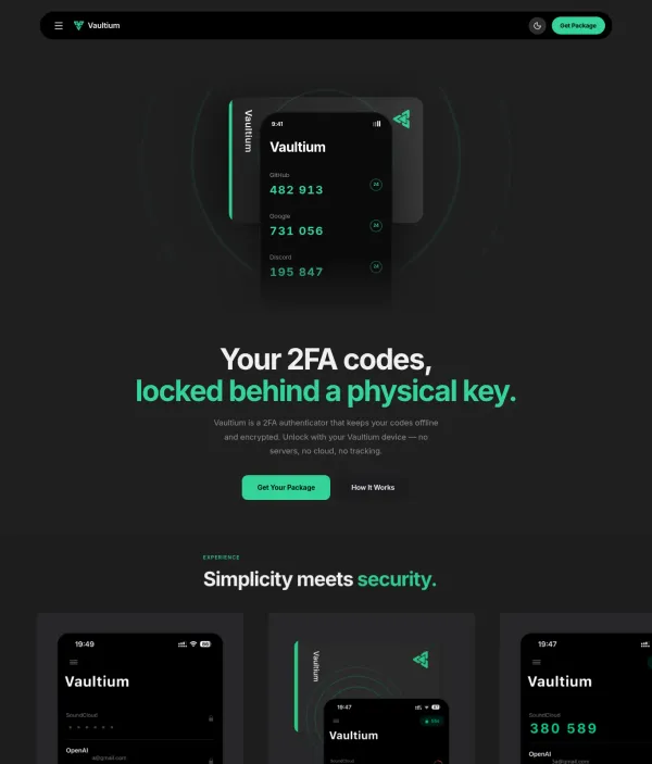 Vaultium | Unhackable Hardware 2FA
