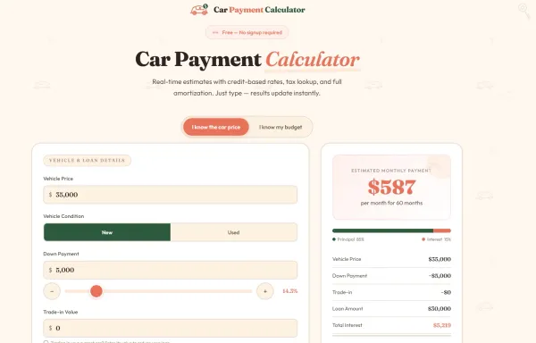 Car Payment Calculator — Monthly Auto Loan Estimate - Other design inspiration