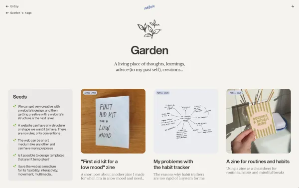 Garden â Nabiu Studio - Blog design inspiration