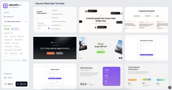 Browse & Use Design Sections Faster | uiblockify Dashboard