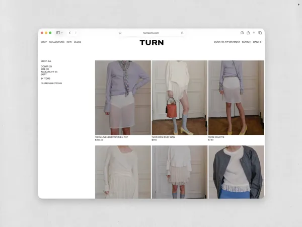 TURN PARIS - Ecommerce design inspiration