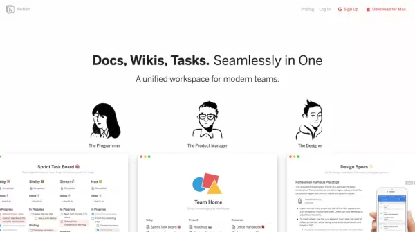 Notion – A tool for notes, documents, and knowledge bases – made for modern thinkers. - Landing design inspiration