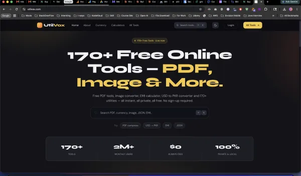 UtilVox — 170+ Free Online Tools | PDF, Image, Calculator & More