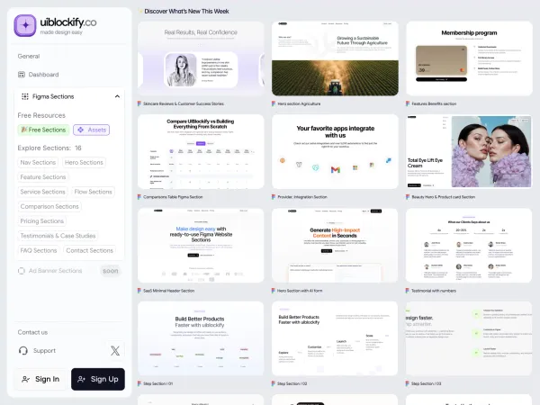 Explore Figma Website Sections & UI Components | uiblockify