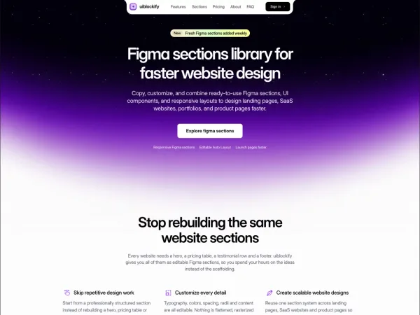 Figma Website Sections Library â Copy & Paste | uiblockify