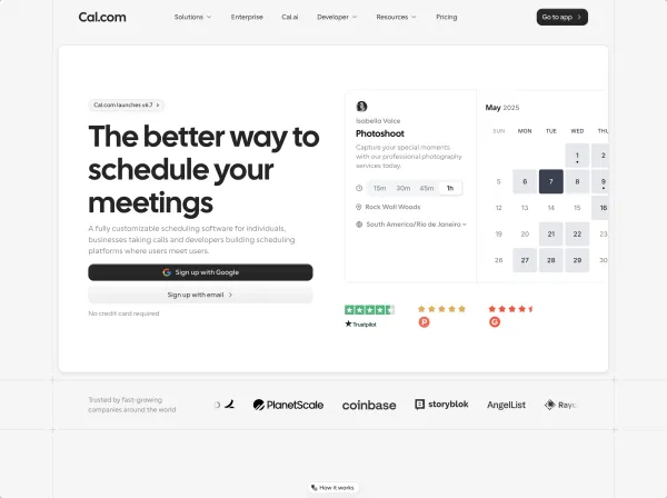 Cal.com | Scheduling Software for Online Bookings - Landing design inspiration