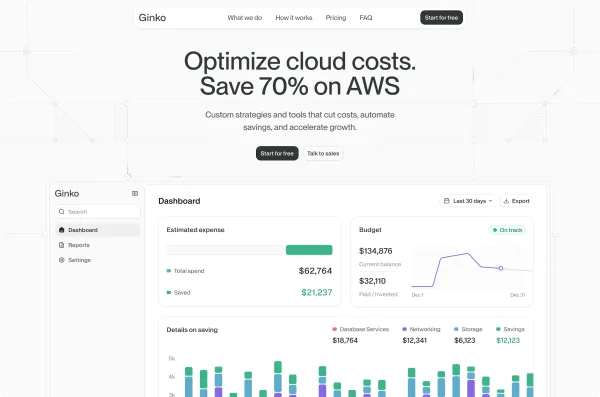 Ginko Cloud | AWS Cost Experts - Landing design inspiration