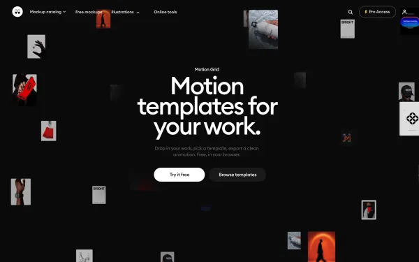 Motion Grid: Free Online Motion Graphics Maker | WANNATHIS.ONE - Product page design inspiration