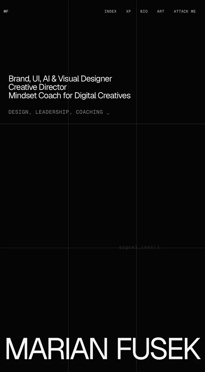 Marian Fusek — Creative Director, Brand, UI, AI & Visual Designer mobile view