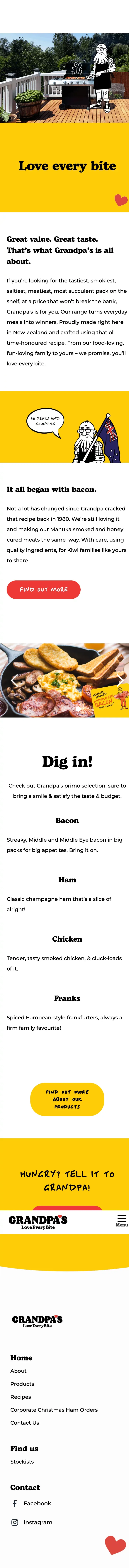 Grandpa's Bacon mobile view