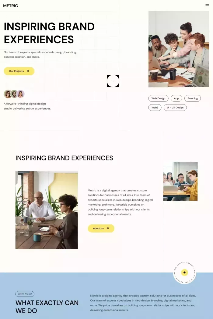 Metric â A Creative Digital Agency Framer Template for Framer - Template design