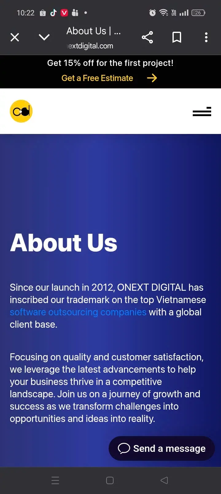 Web Design and Development Company - ONEXT DIGITAL mobile view