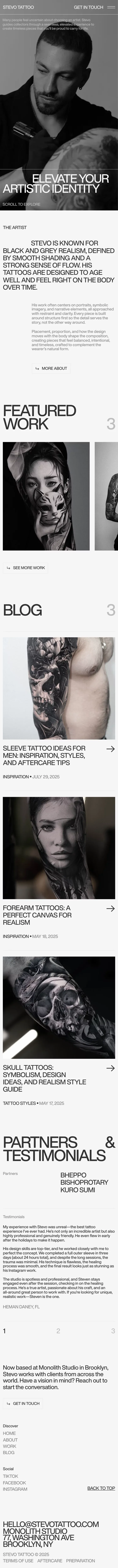 Stevo Tattoo | World-Renowned Realism Tattoo Artist NYC mobile view
