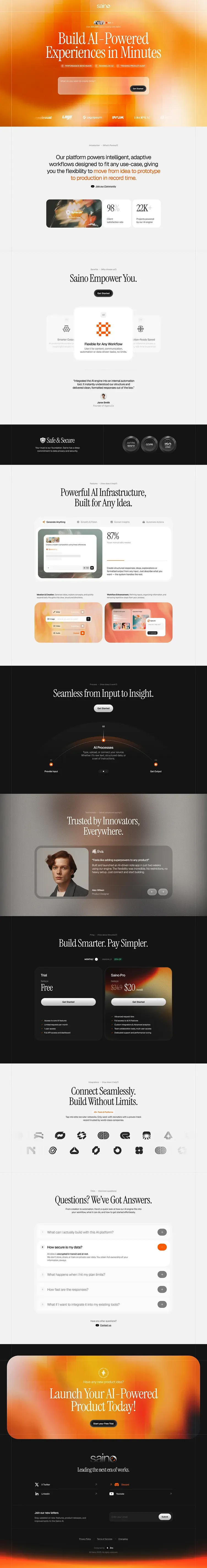Saino – AI Micro-SaaS WordPress Theme - Landing design