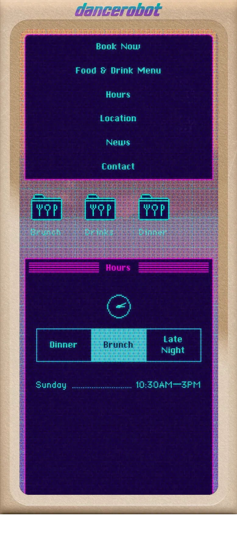 dancerobot mobile view
