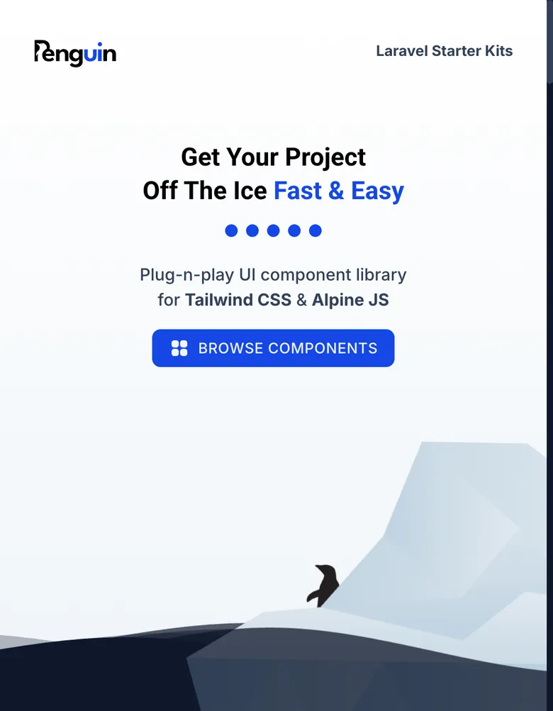 Penguin UI - Tailwind CSS & Alpine JS UI Component Library mobile view