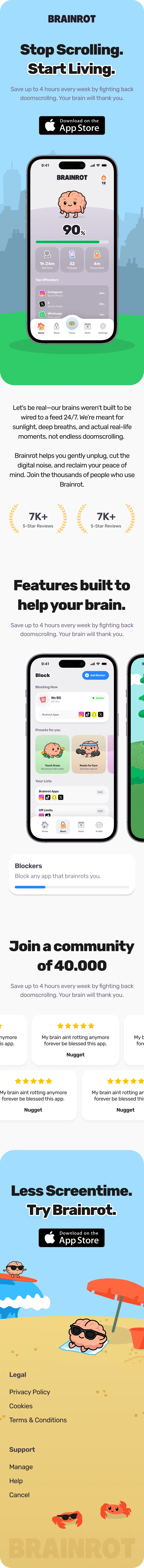 Brainrot - Stop scrolling. Start living. mobile view