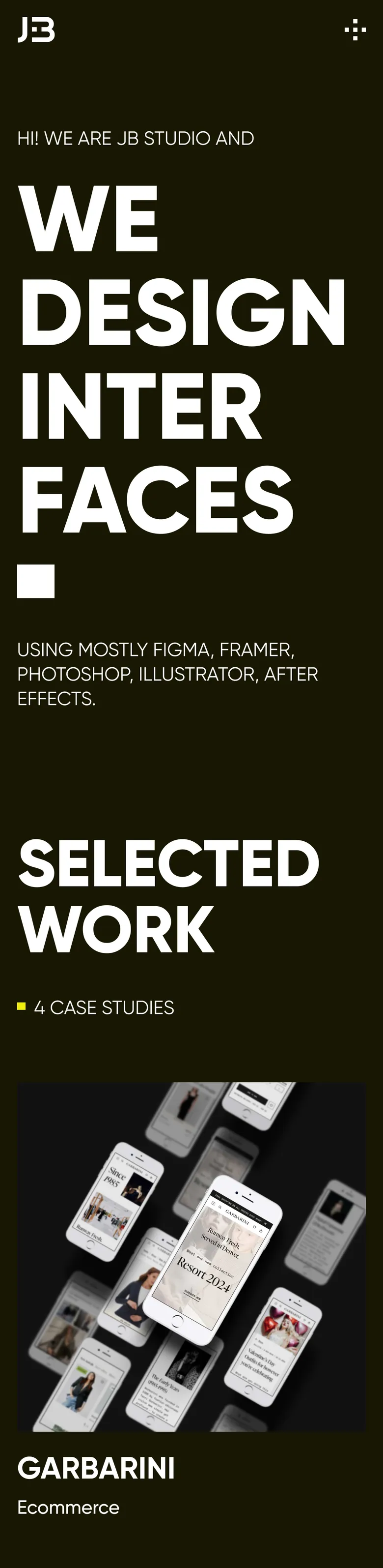 UI/UX Design, Framer Dev & Branding | JB Studio by Joao Barbosa mobile view