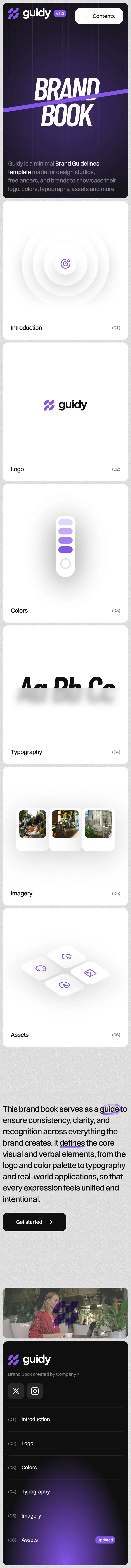 Guidy - A Modern Brand Book Template for Framer mobile view