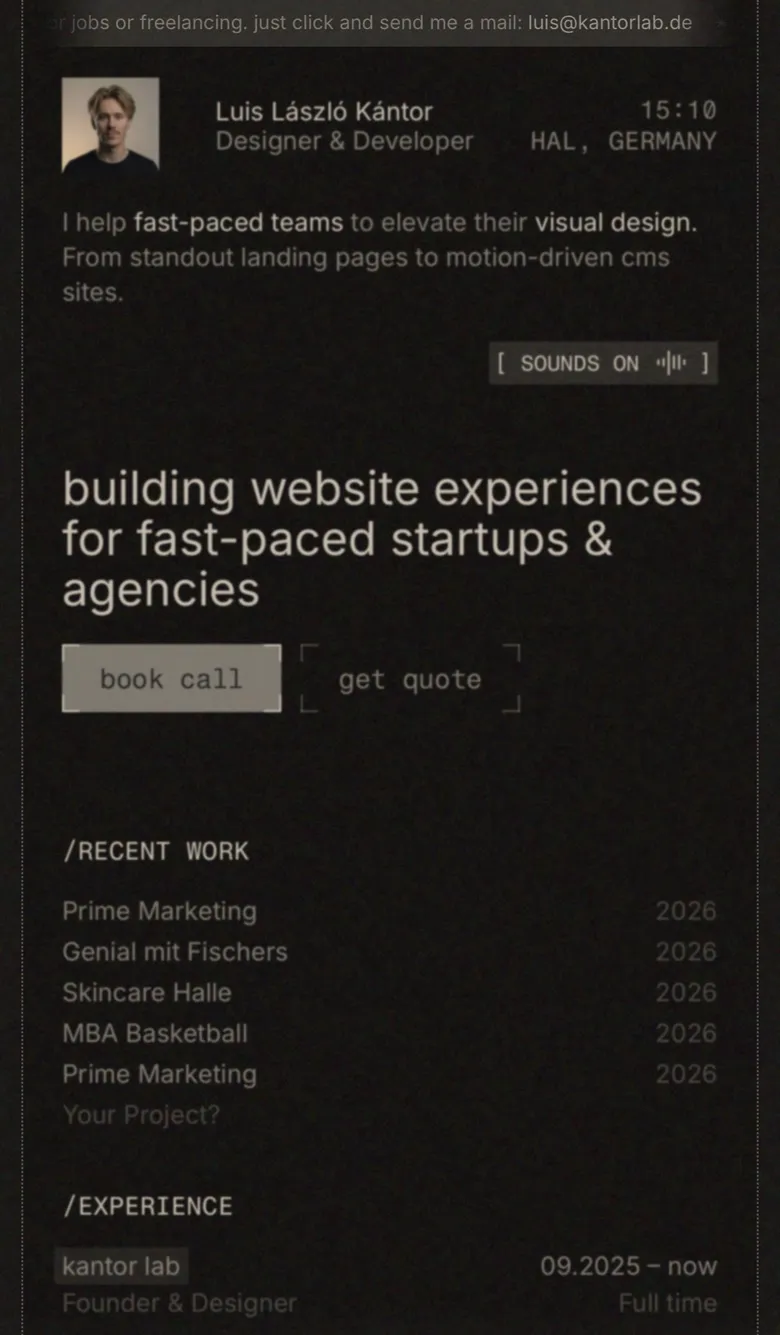 luis kantor â designer & developer mobile view