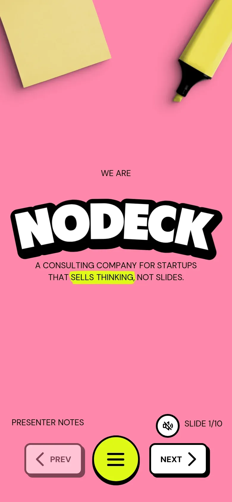 Nodeck | A Presentation Website That Hates Presentations mobile view