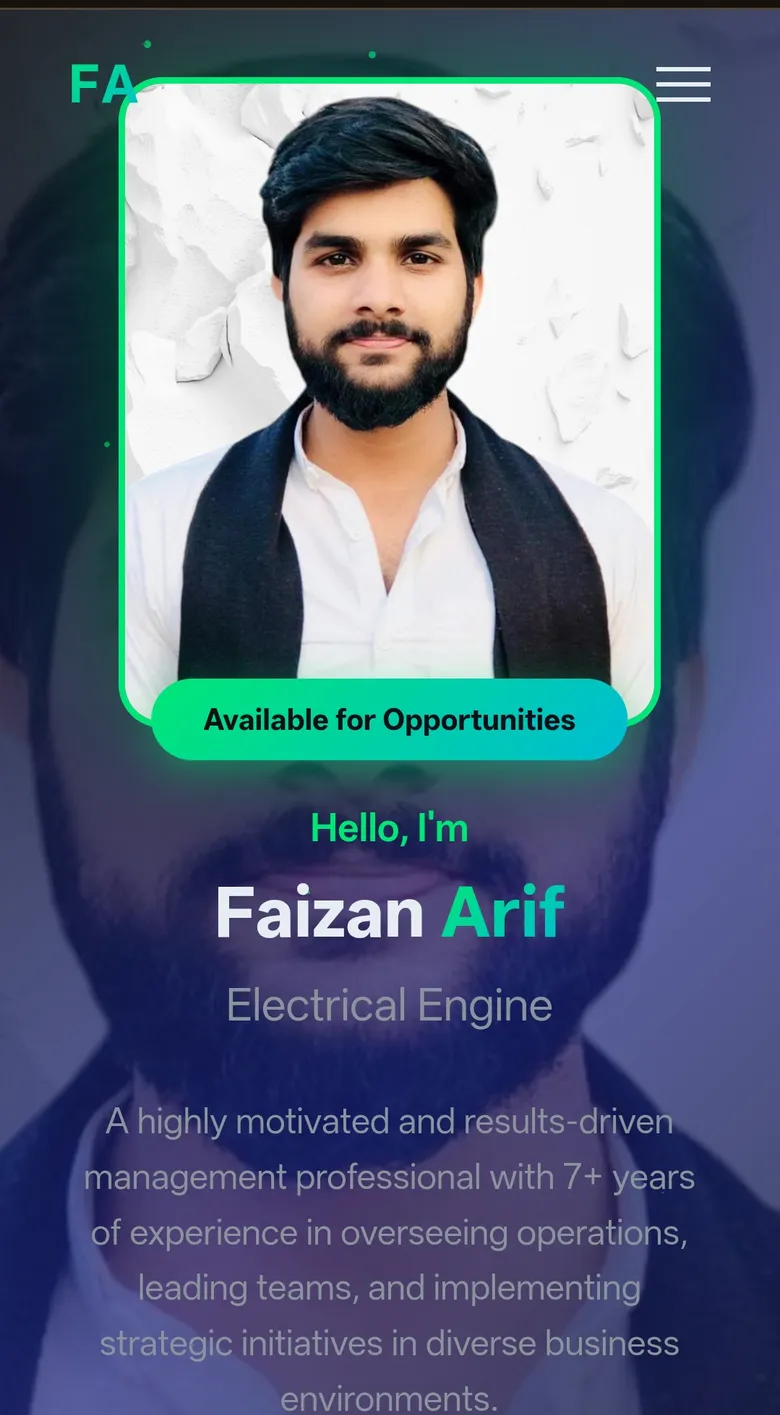 Faizan Arif - Professional Portfolio mobile view