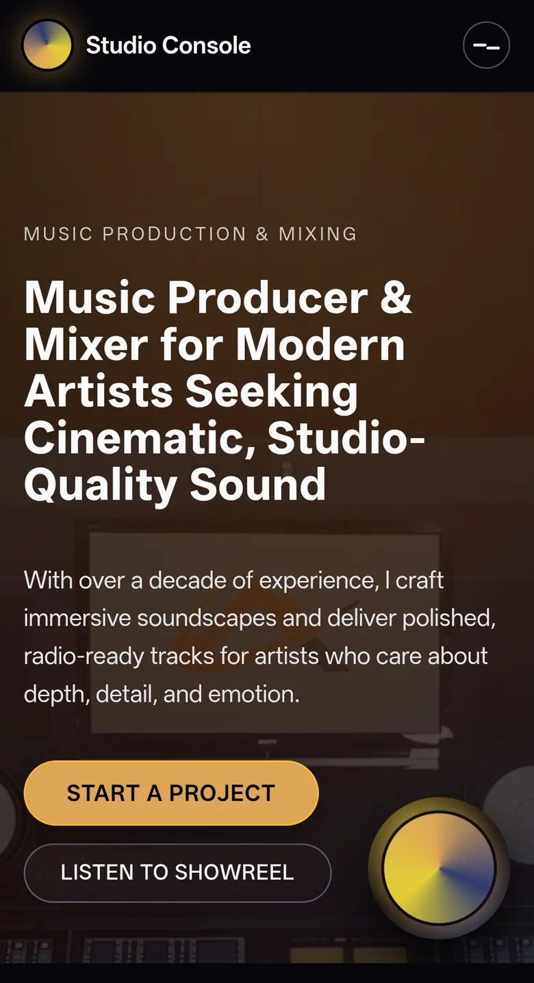 Music Producer Portfolio – Cinematic, Studio-Quality Sound mobile view