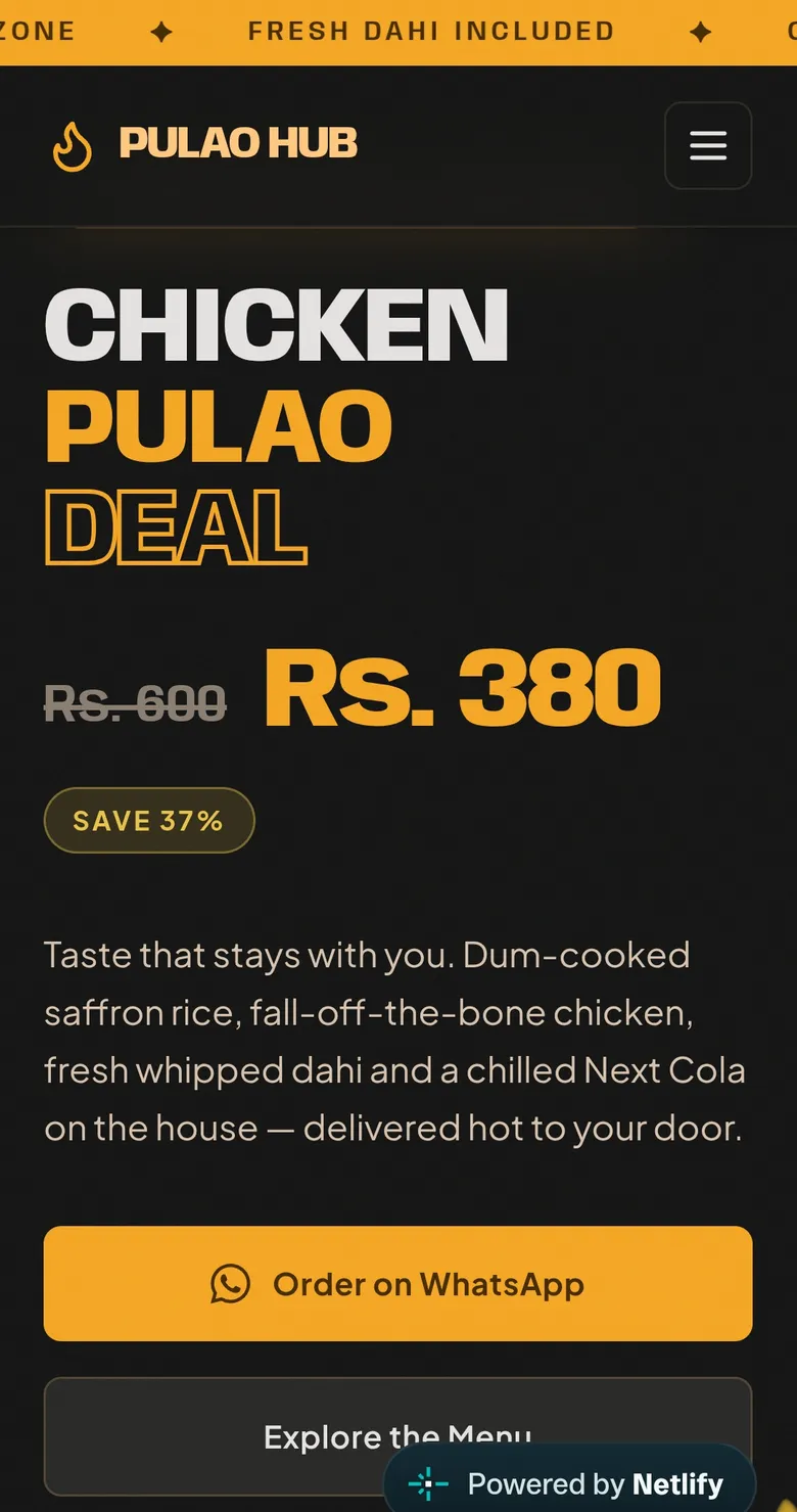 Pulao Hub — Chicken Pulao Deal | Faisalabad mobile view