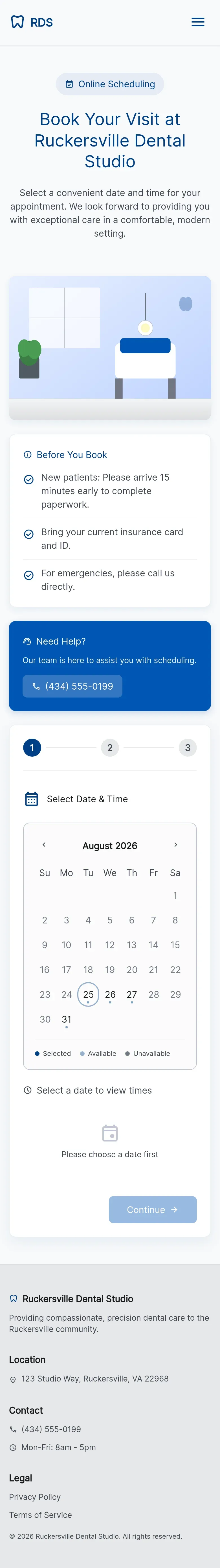 Book Appointment - Ruckersville Dental Studio mobile view