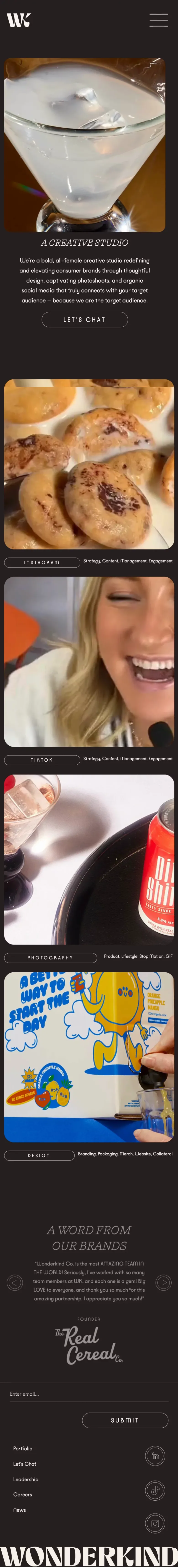 Wonderkind | Design & Social for Consumer Brands mobile view