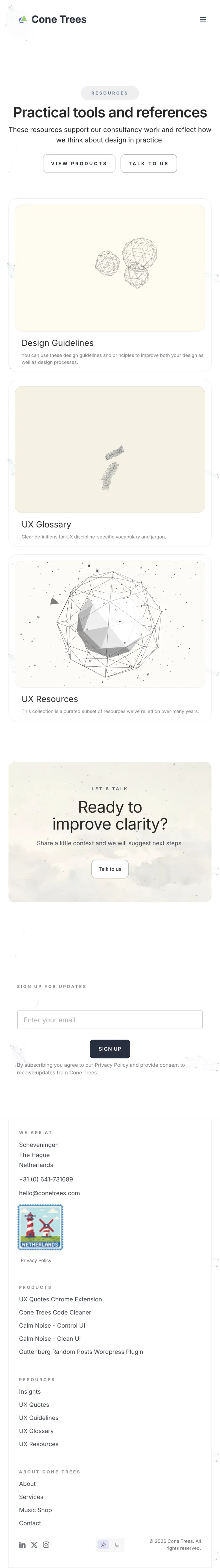 Service Design UX Consultancy | Cone Trees mobile view