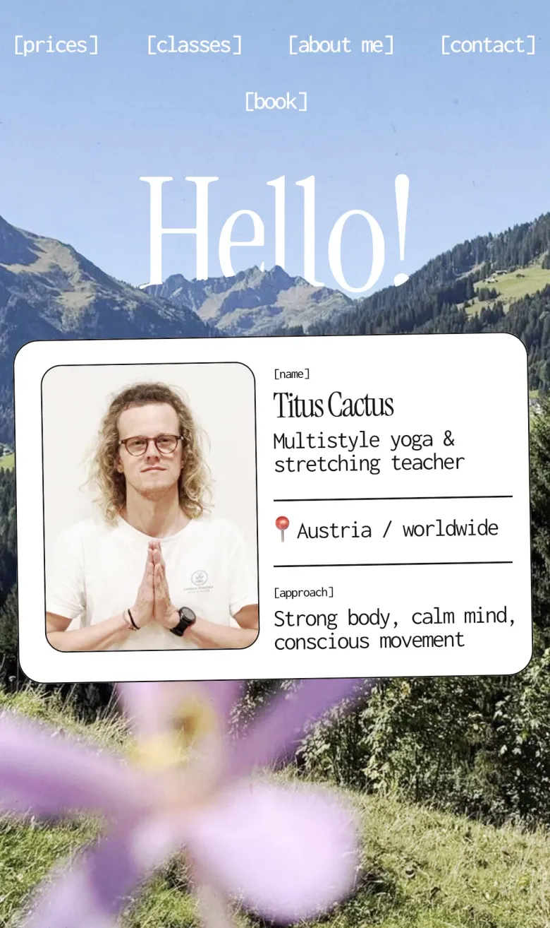 Titus Cactus – Yoga Teacher in Hirschegg, Austria | Ashtanga & Yin mobile view