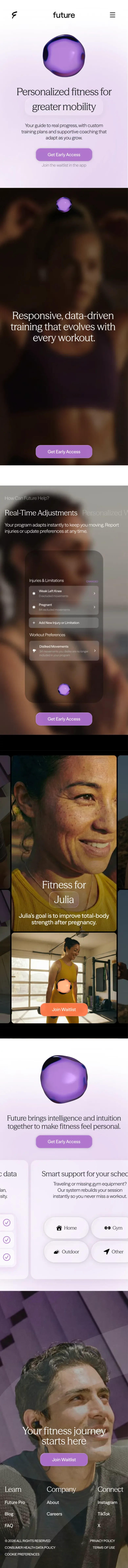 Future | Personal Training & Workouts That Adapt to You mobile view
