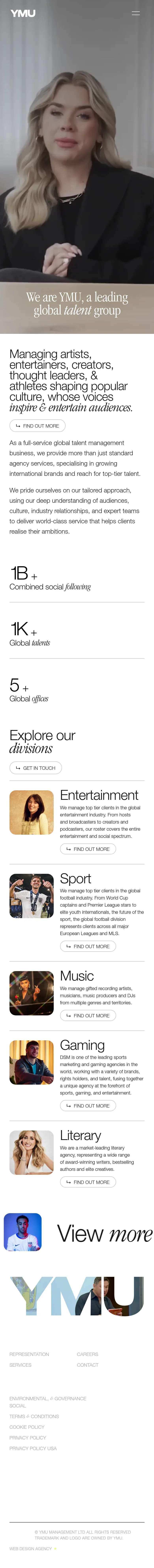 YMU | Elite Talent Management Agency mobile view
