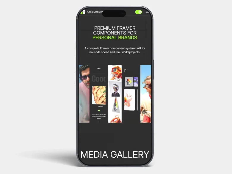 Creative Apes Market | Premium Framer Components & Agency Tools mobile view