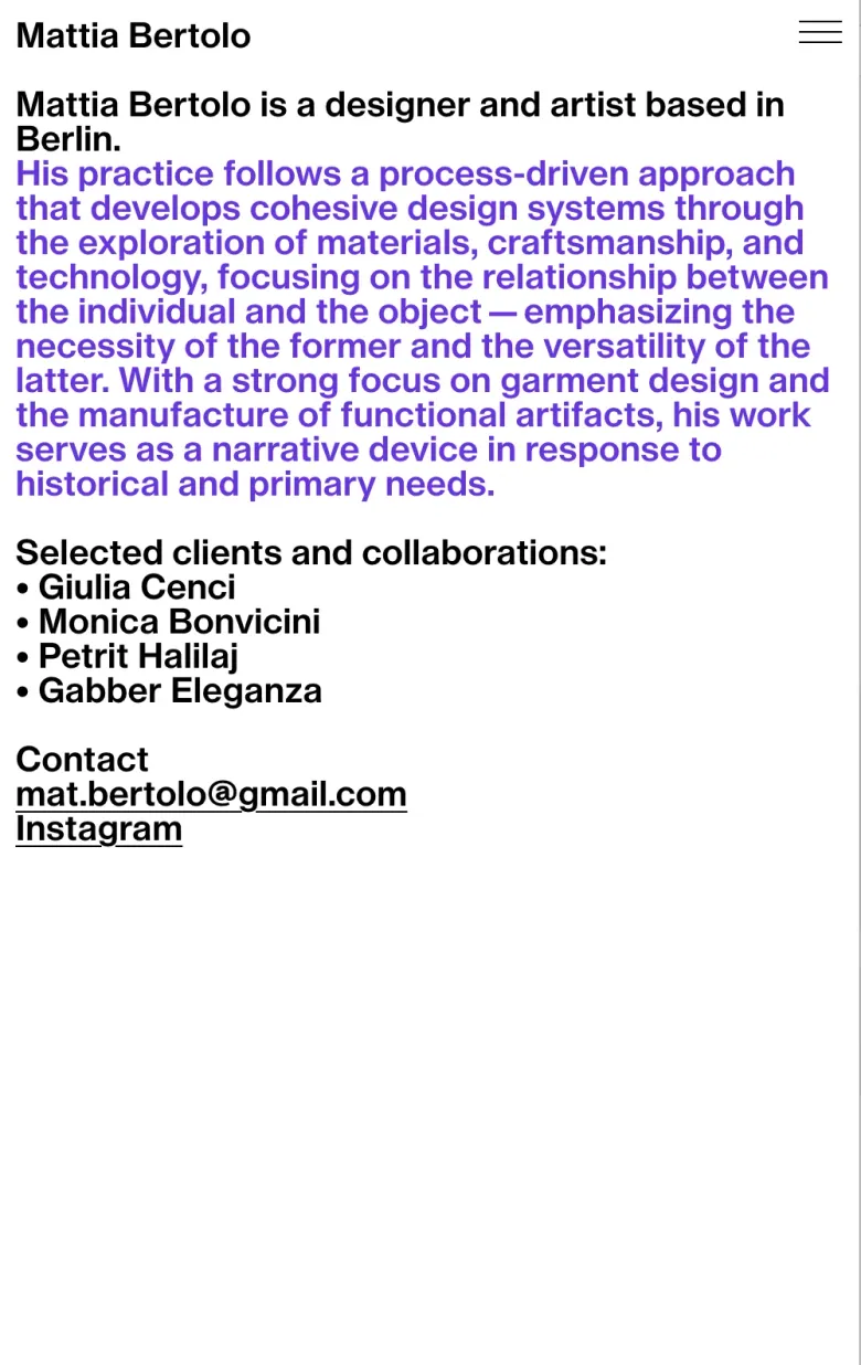 Mattia Bertolo mobile view