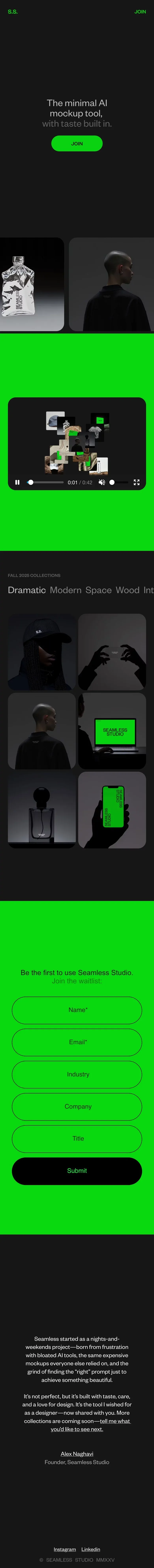 Seamless Studio mobile view