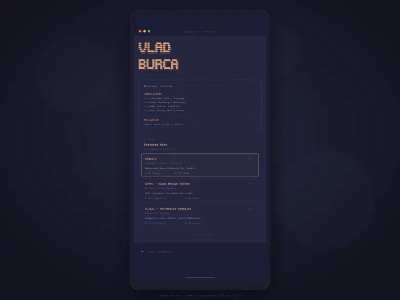 Vlad Burca — Product Designer mobile view