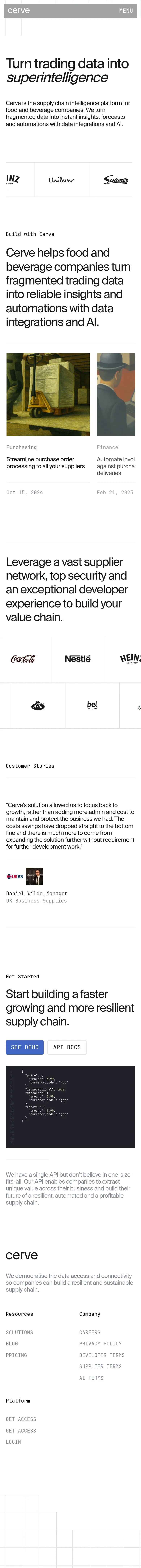 Cerve | Digitally-enabled supply chain mobile view