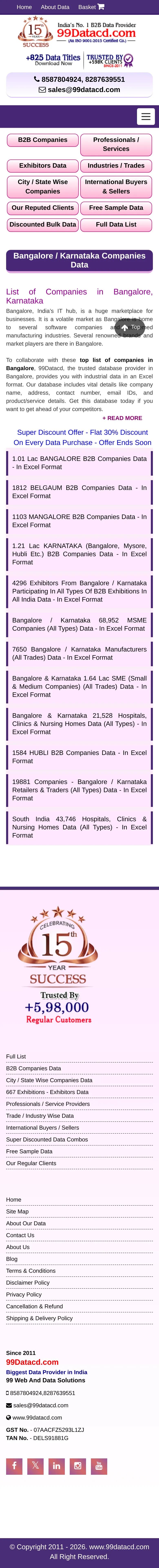 List of Companies in Bangalore | Karnataka B2B Database mobile view