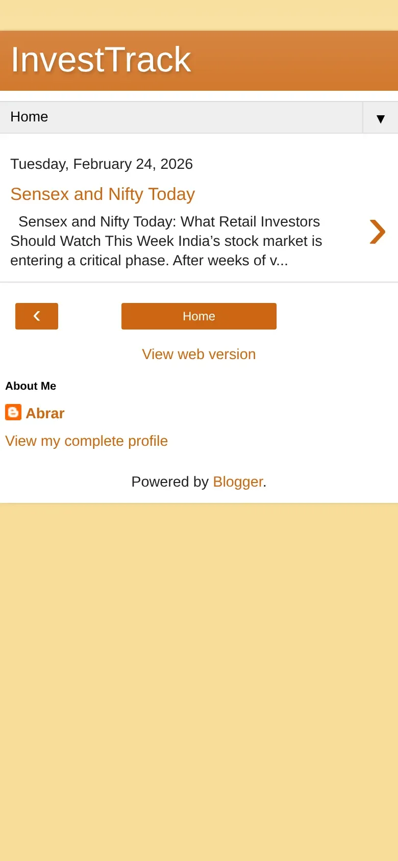 InvestTrack mobile view