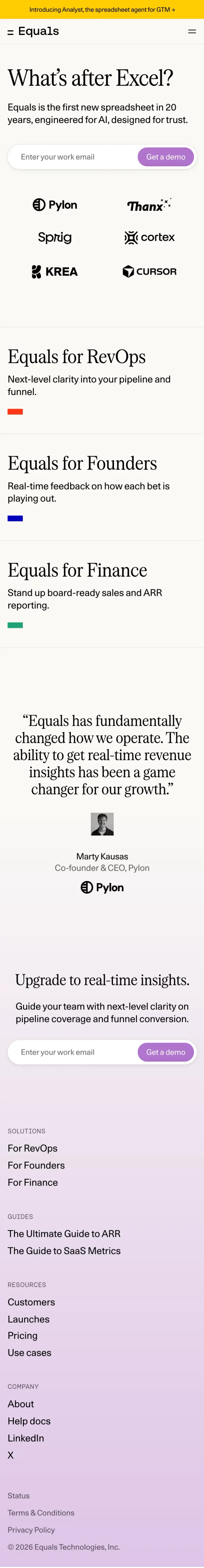 GTM analytics | Equals mobile view