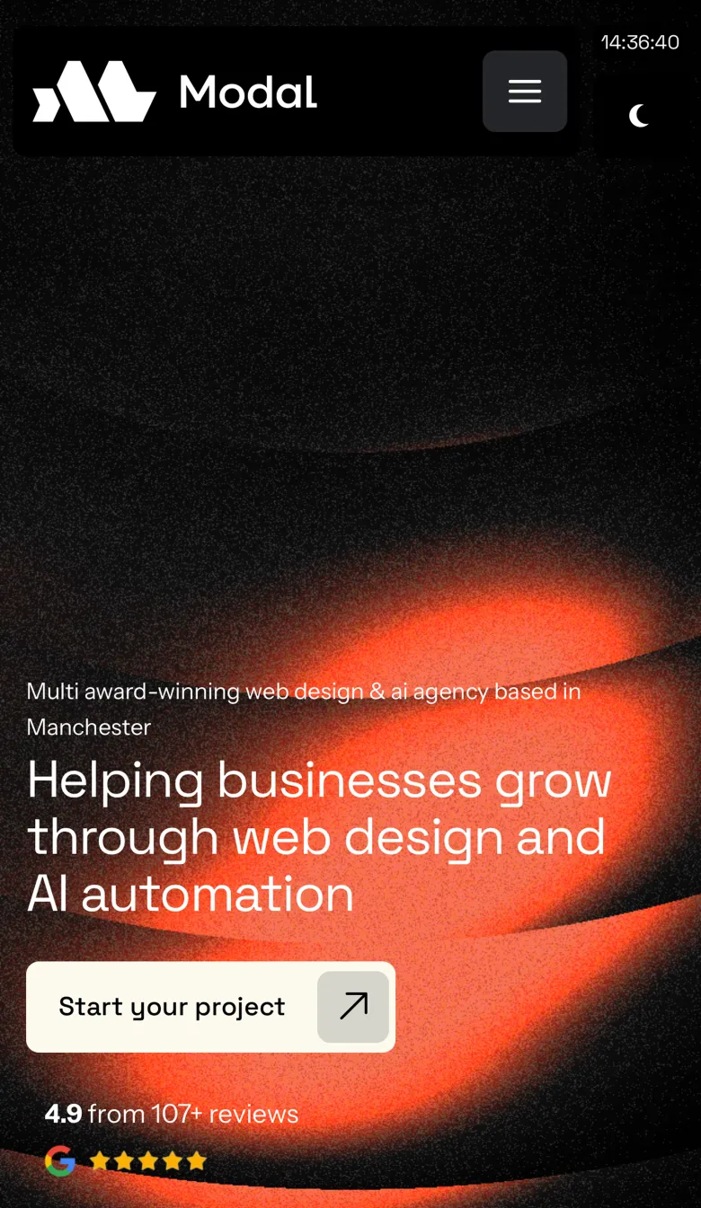 Web Design Manchester | Web Design Agency | Modal Digital® mobile view