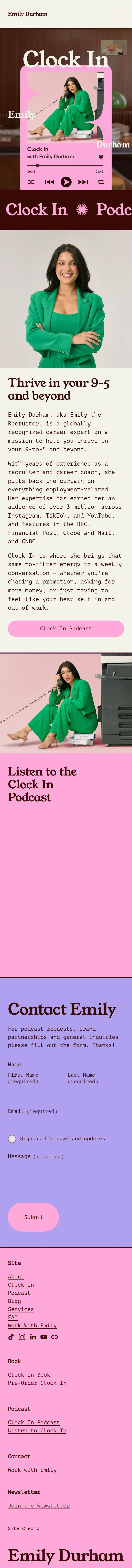 Clock In Podcast — Emily Durham mobile view
