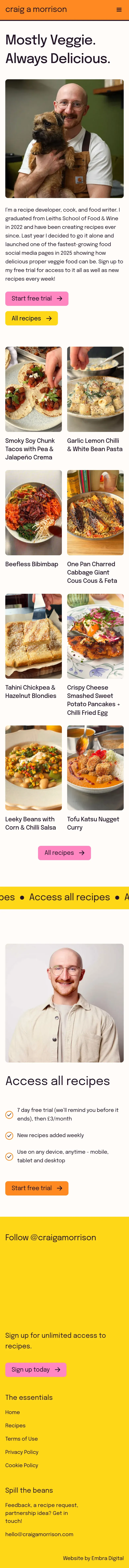 Vegetarian Recipes | Craig A Morrison mobile view