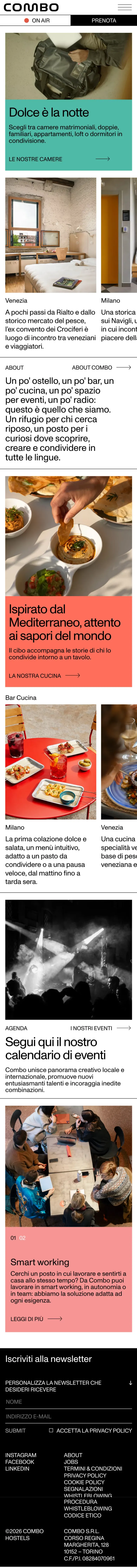 Ostello, Bar, Ristorante, Spazio per Eventi, Radio • Combo mobile view