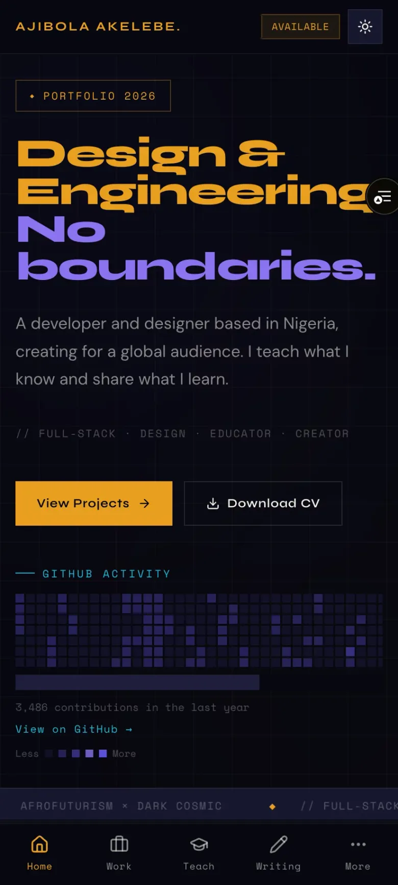 Ajibola Akelebe — Design & Engineering mobile view