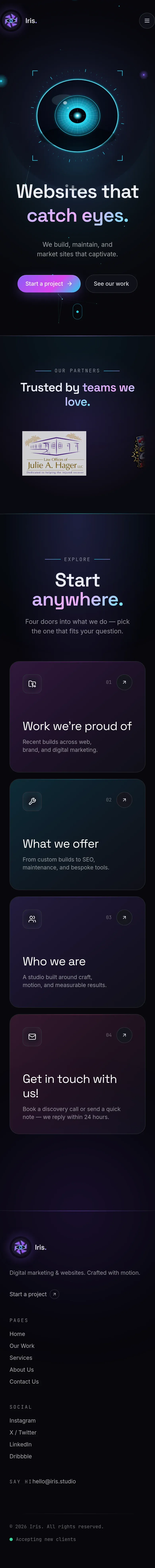 Iris — Digital Marketing & Web Design mobile view