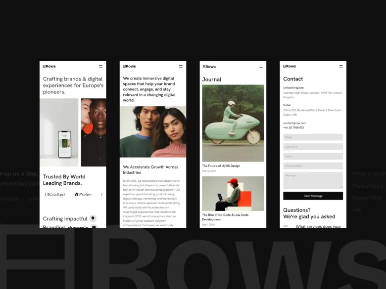 Rows - Agency/Portfolio Template mobile view